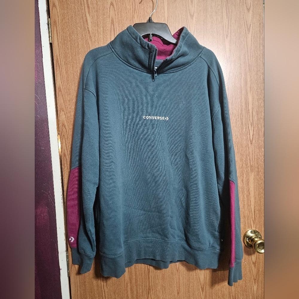 Converse Y2K Embroidered Mock Neck Zip Sweatshirt Size Large(no Drawstring)